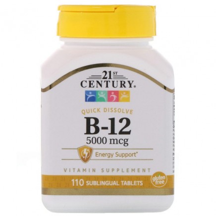 Витамин B 12 5000 мкг 110 таблетки Цена 21st Century