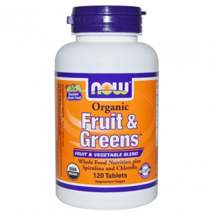 Fruit & Greens Organic 1000 мг 120 таблетки Цена | Now Foods