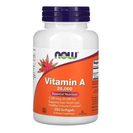 Витамин A (25,000 IU) 250 гел-капсули Цена | Now Foods