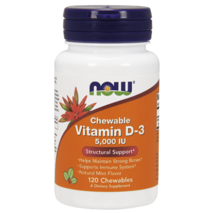 Витамин D-5000 IU 120 дъвчащи дражета Цена | Now Foods