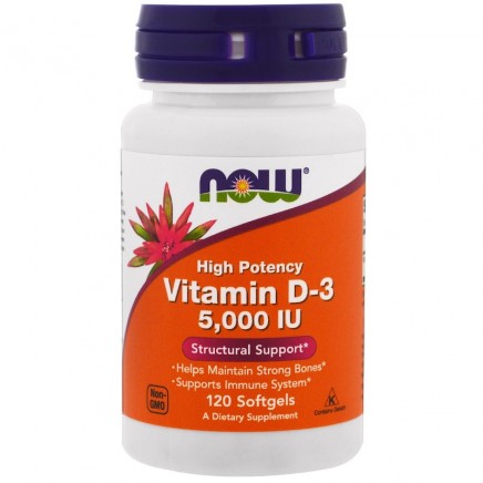 Витамин D (D-3) 5000 IU меки капсули | Now Foods