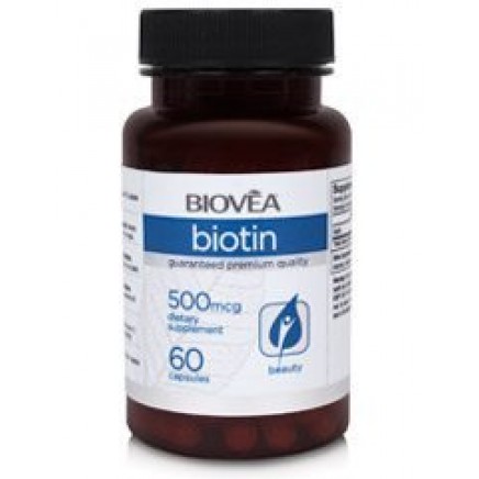 Биотин (Biotin) 500 мкг/60к - за коса, нокти и кожа | Biovea